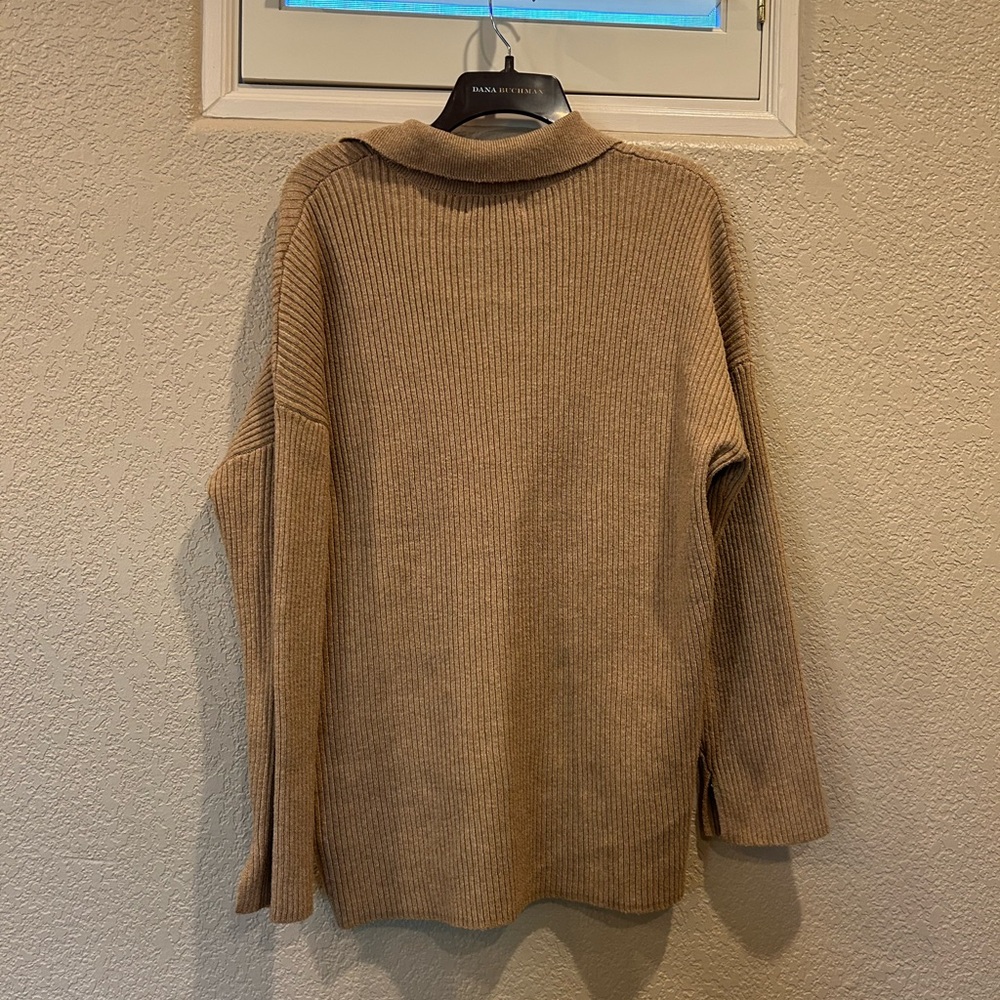 Happily Grey Tan Ribbed Women's Cardigan Sweater - Picture 6 of 12